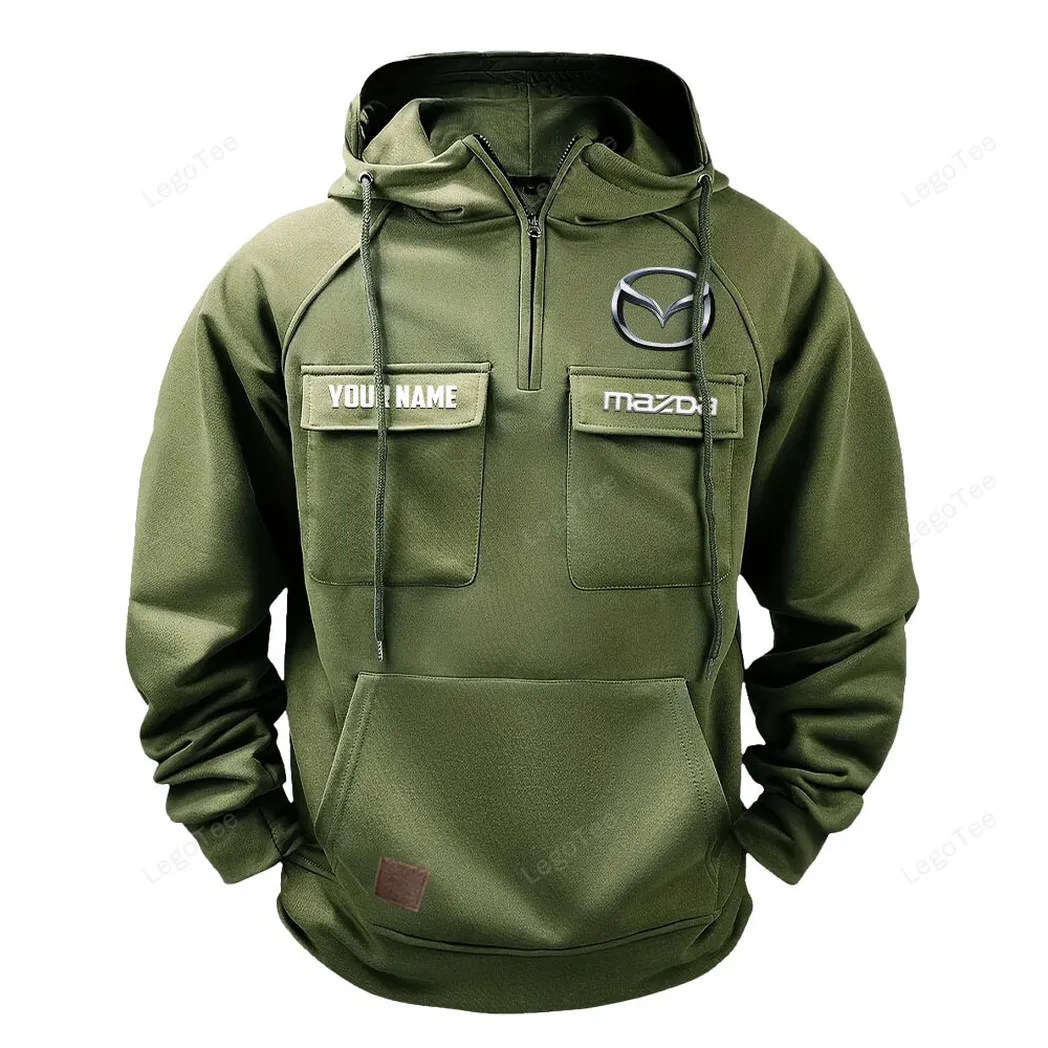 Mazda Hoodie Reißverschluss Taktischer, All-Over-Print-Hoodie Mazda - Olivgrün CAR109021425413-1