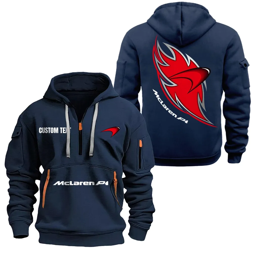 McLaren P1 Hoodie Reißverschluss CAR1701112130, CAR Kapuzenpullover mit Allover-Druck - Marineblau