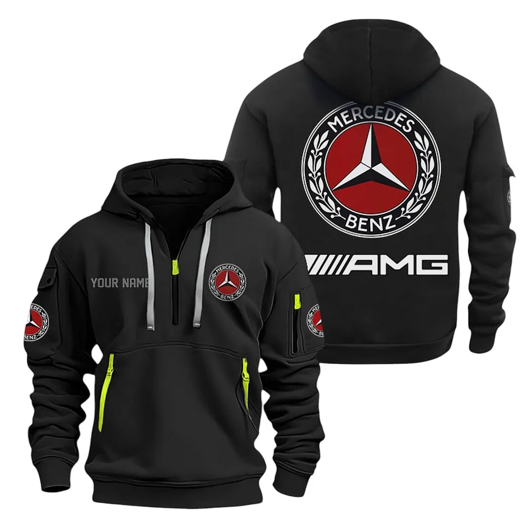 Mercedes AMG Half Zip Hoodie For Men, Gift For Mercedes AMG Lovers CAR20022125709 - Schwarz