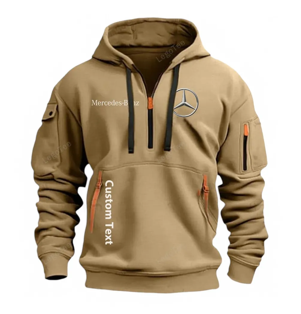 mercedes benz half zip hoodie for men gift for him husband boyfriend khaki car112021425556 3 fcsth