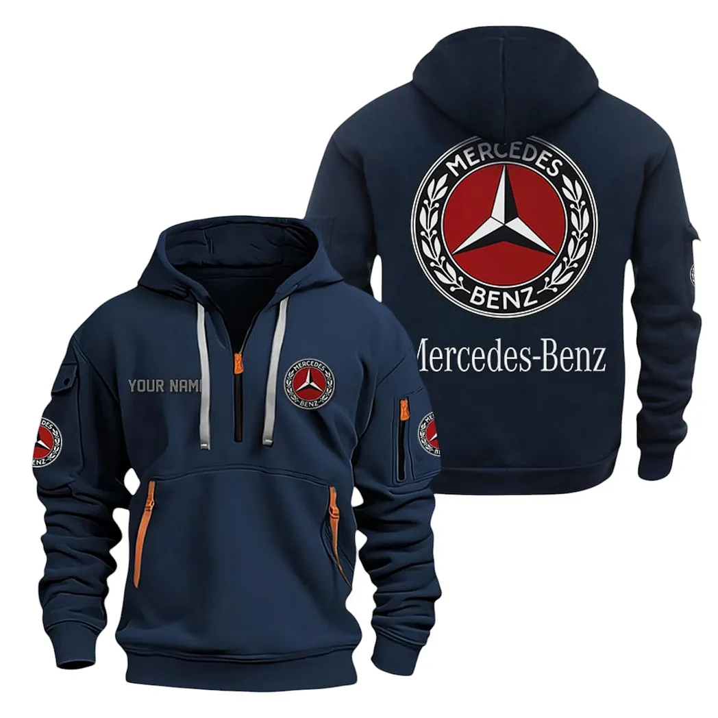 Mercedes Benz Half Zip Hoodie For Men, Gift For Mercedes Benz Lovers CAR20022125668 - Marineblau