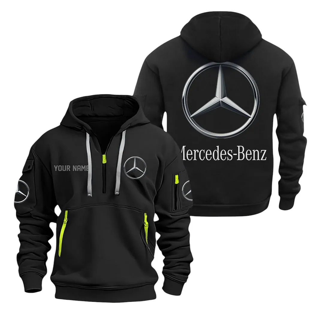 Mercedes Benz Half Zip Hoodie For Men, Gift For Mercedes Benz Lovers CAR20022125684 - Schwarz