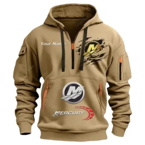 Mercury Marine Half Zip Hoodie CAR113021425853, Best Gift for Him, Husband, Boyfriend - Khaki