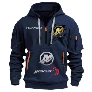Mercury Marine Half Zip Hoodie CAR113021425853, Best Gift for Him, Husband, Boyfriend - Marineblau