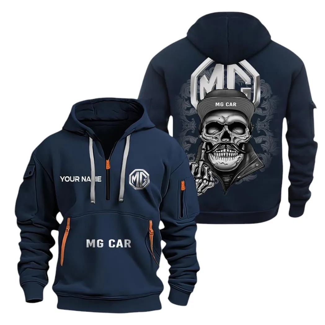 MG Automobile Half Zip Hoodie For Men, Gift For MG Automobile Fan CAR166022625173 - Marineblau