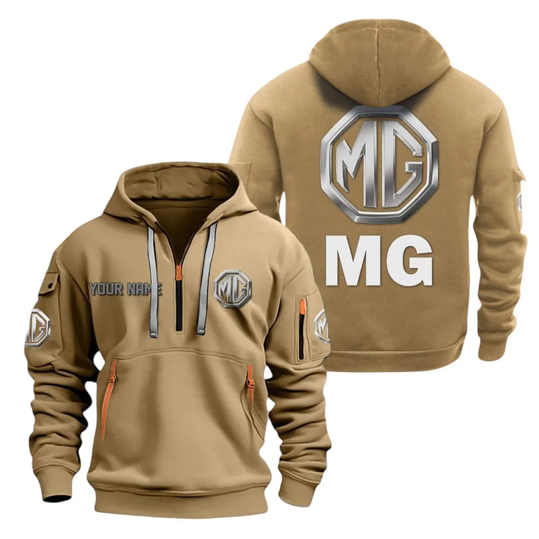 MG Cars Half Zip Hoodie For Men, Gift For MG Cars Lovers CAR20022125688 - Khaki