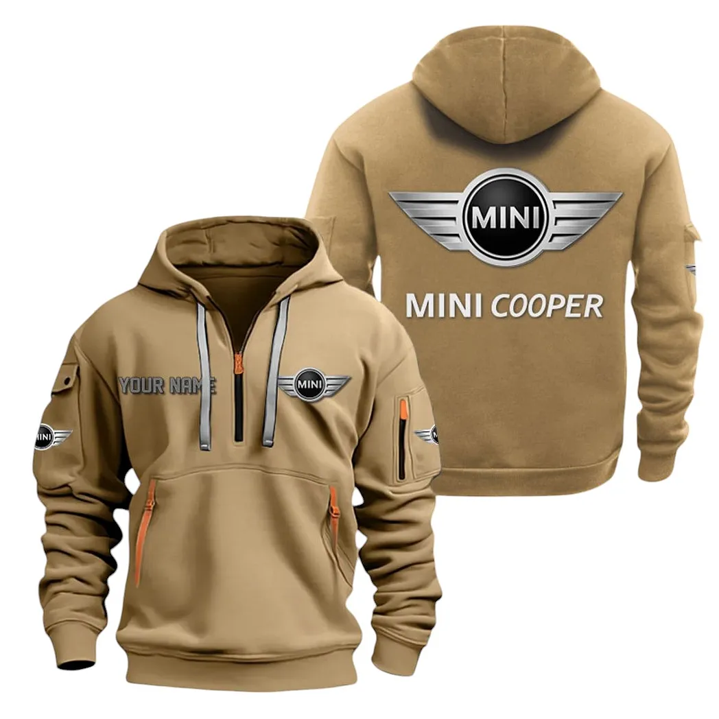 mini cooper half zip hoodie for men gift for mini cooper lovers car20022125703 khaki bjaom