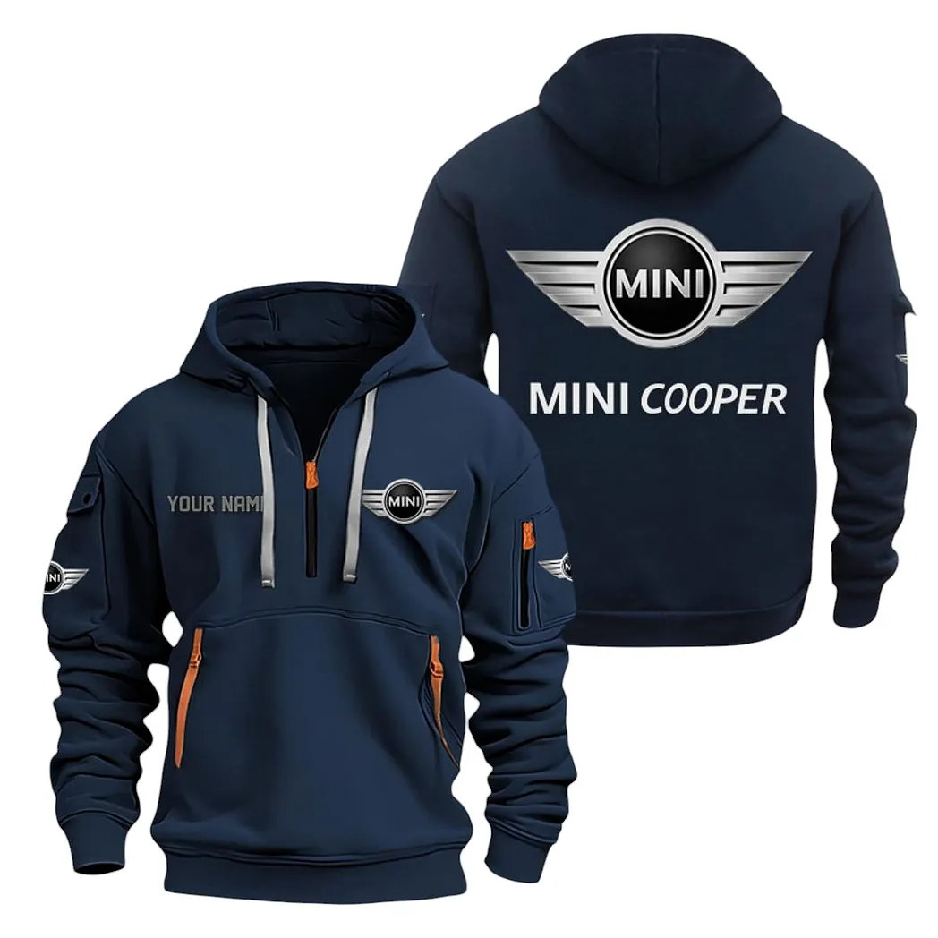 Mini Cooper Half Zip Hoodie For Men, Gift For Mini Cooper Lovers CAR20022125703 - Marineblau