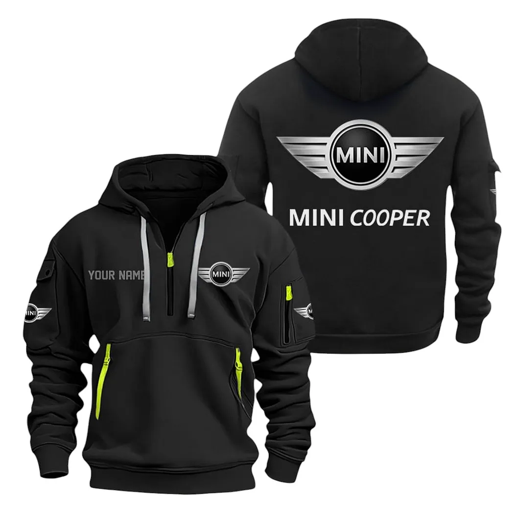 Mini Cooper Half Zip Hoodie For Men, Gift For Mini Cooper Lovers CAR20022125703 - Schwarz