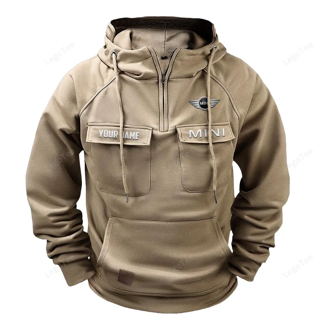 Mini Hoodie Reißverschluss Taktischer, All-Over-Print-Hoodie Mini - Khaki CAR109021425344-4