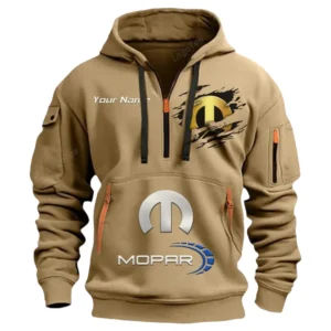 Mopar Half Zip Hoodie CAR113021425832, Best Gift for Him, Husband, Boyfriend - Khaki