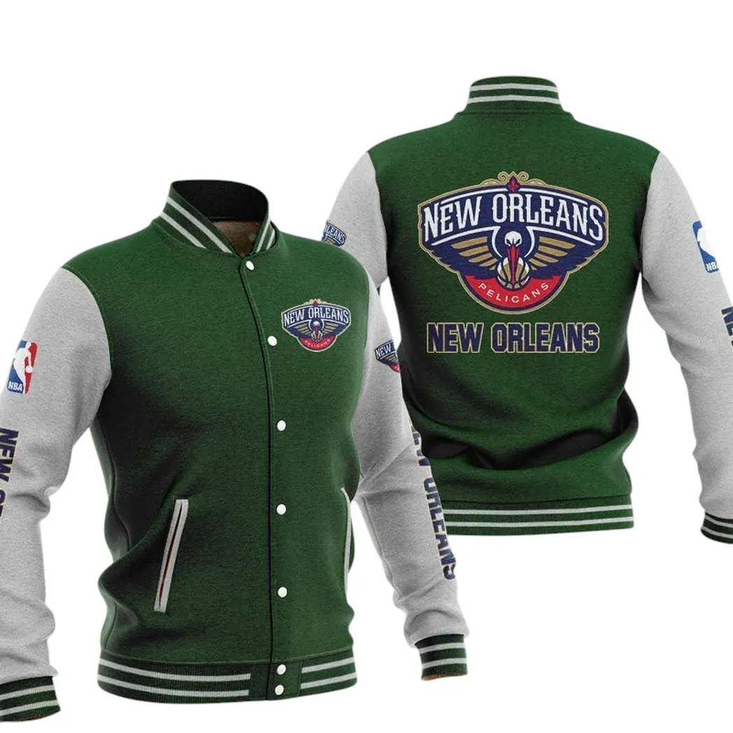 New Orleans Pelicans Jacke Vintage Baseballjacke, Geschenk für Fan New Orleans Pelicans -Grün NBA82210125030