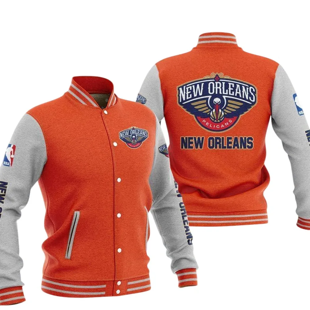 New Orleans Pelicans Jacke Vintage Baseballjacke, Geschenk für Fan New Orleans Pelicans -Orange NBA82210125030