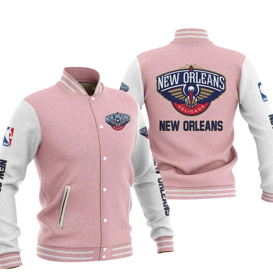New Orleans Pelicans Jacke Vintage Baseballjacke, Geschenk für Fan New Orleans Pelicans -Pink NBA82210125030