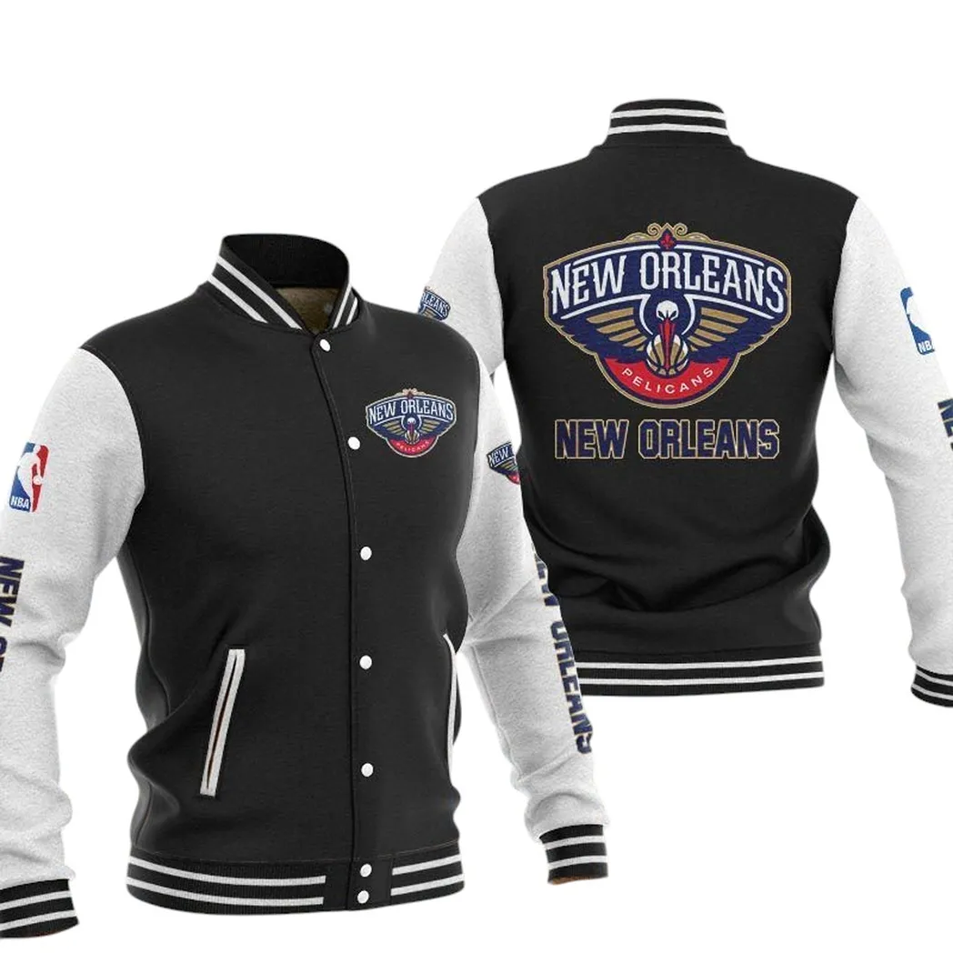 New Orleans Pelicans Jacke Vintage Baseballjacke, Geschenk für Fan New Orleans Pelicans -Schwarz NBA82210125030