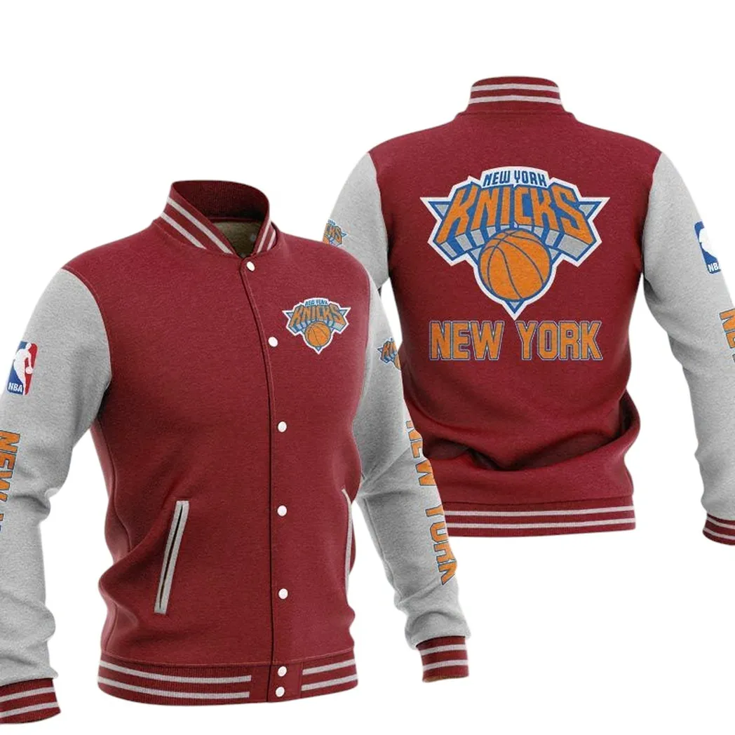 New York Knicks Jacke Vintage Baseballjacke, Geschenk für Fan New York Knicks -Dunkelrot NBA82210125031