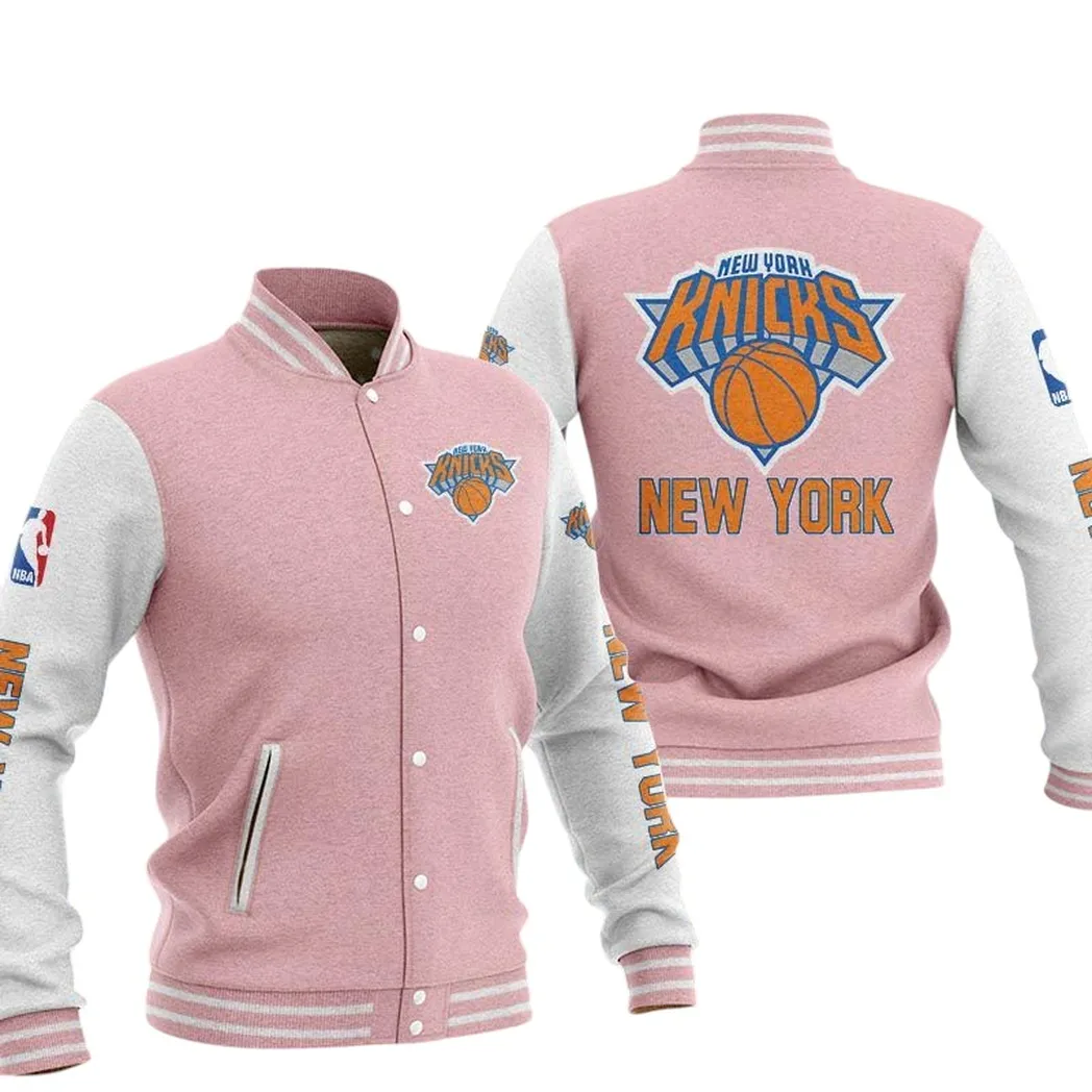 New York Knicks Jacke Vintage Baseballjacke, Geschenk für Fan New York Knicks -Pink NBA82210125031