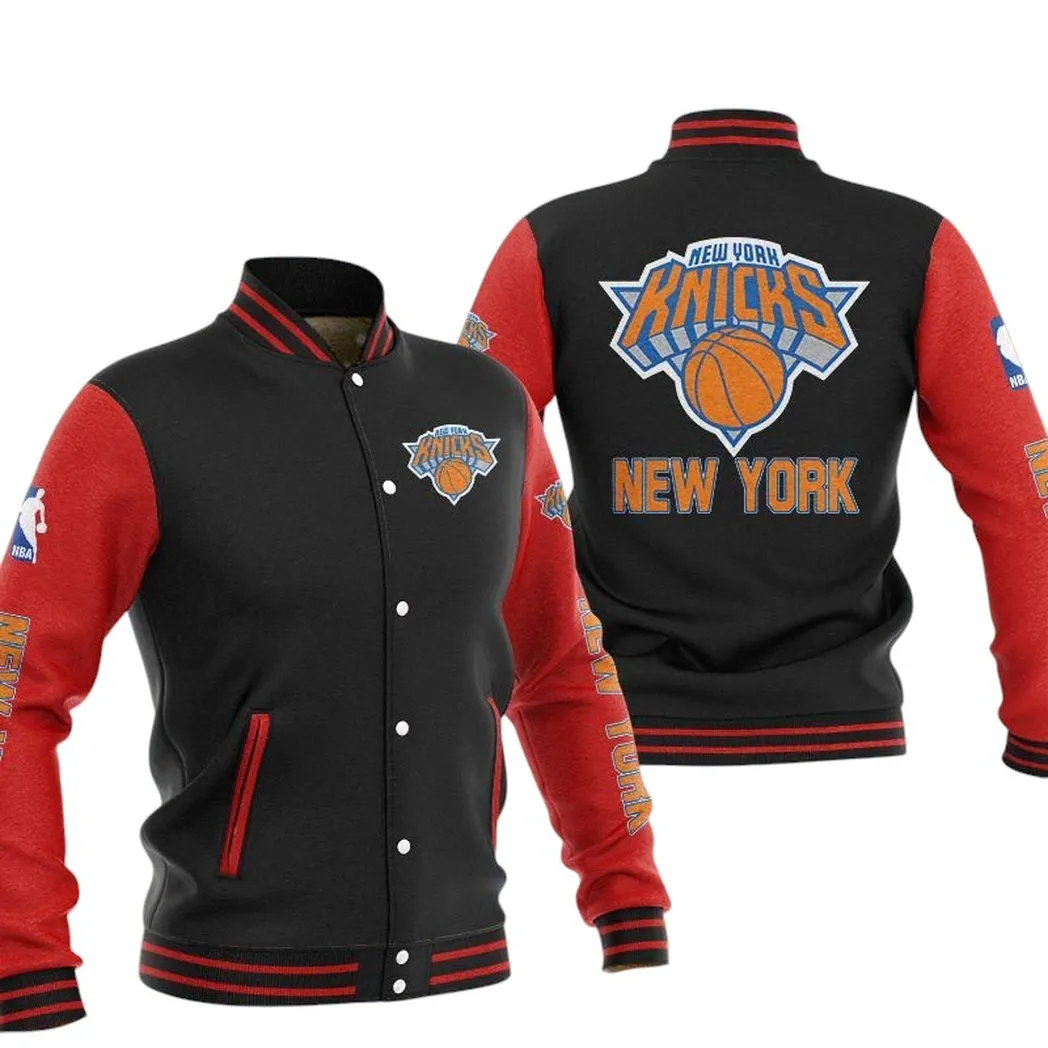New York Knicks Jacke Vintage Baseballjacke, Geschenk für Fan New York Knicks -Red Schwarz NBA82210125031