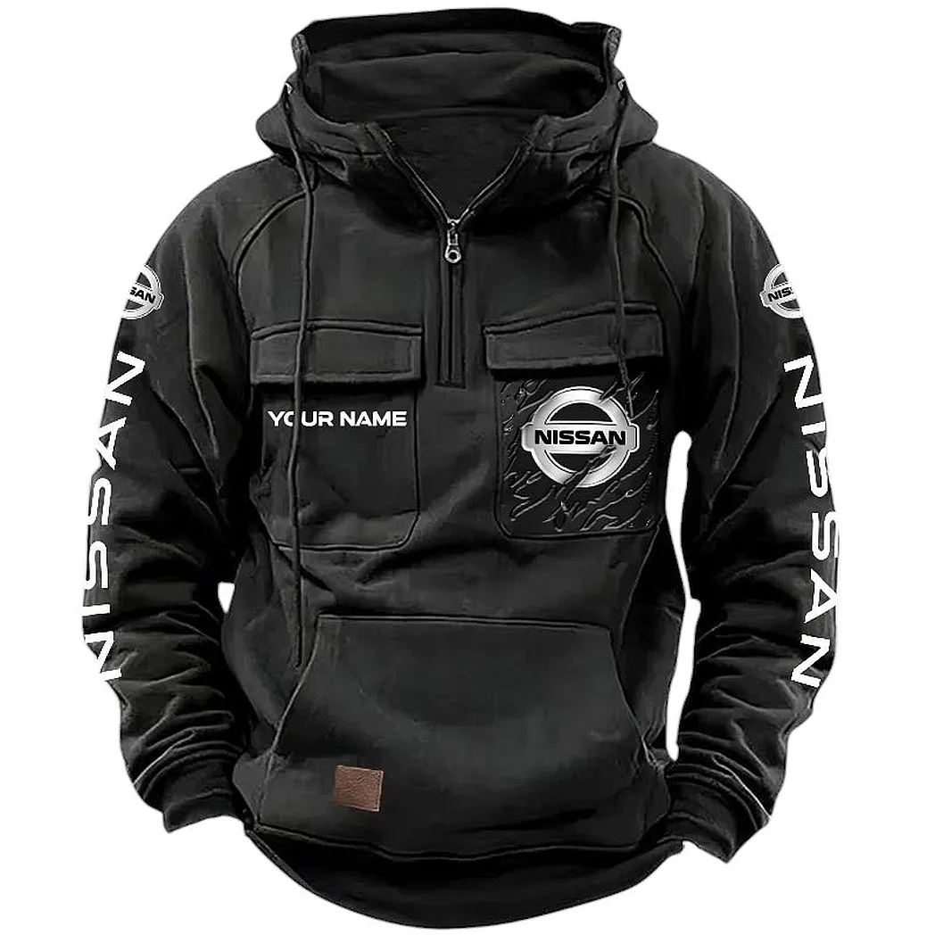 Nissan Hoodie Reißverschluss Taktischer, All-Over-Print-Hoodie Nissan CAR164022425162 - Schwarz