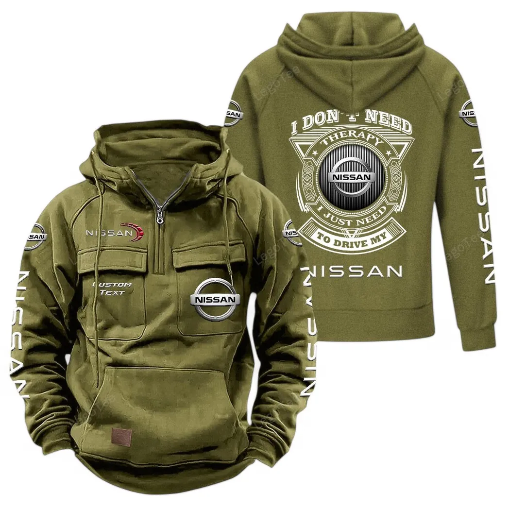 Nissan Tactical Quarter Zip Hoodie CAR106021525057 - Olivgrün