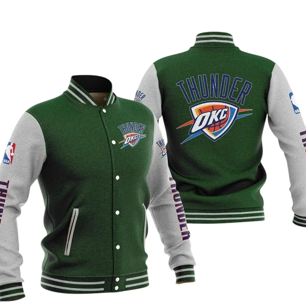 Oklahoma City Thunder Jacke Vintage Baseballjacke, Geschenk für Fan Oklahoma City Thunder -Grün NBA82210125032