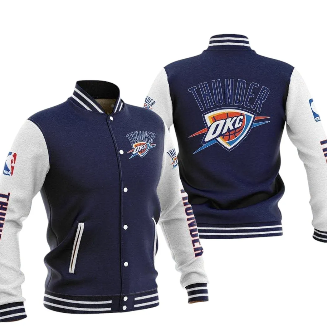 Oklahoma City Thunder Jacke Vintage Baseballjacke, Geschenk für Fan Oklahoma City Thunder -Marineblau NBA82210125032