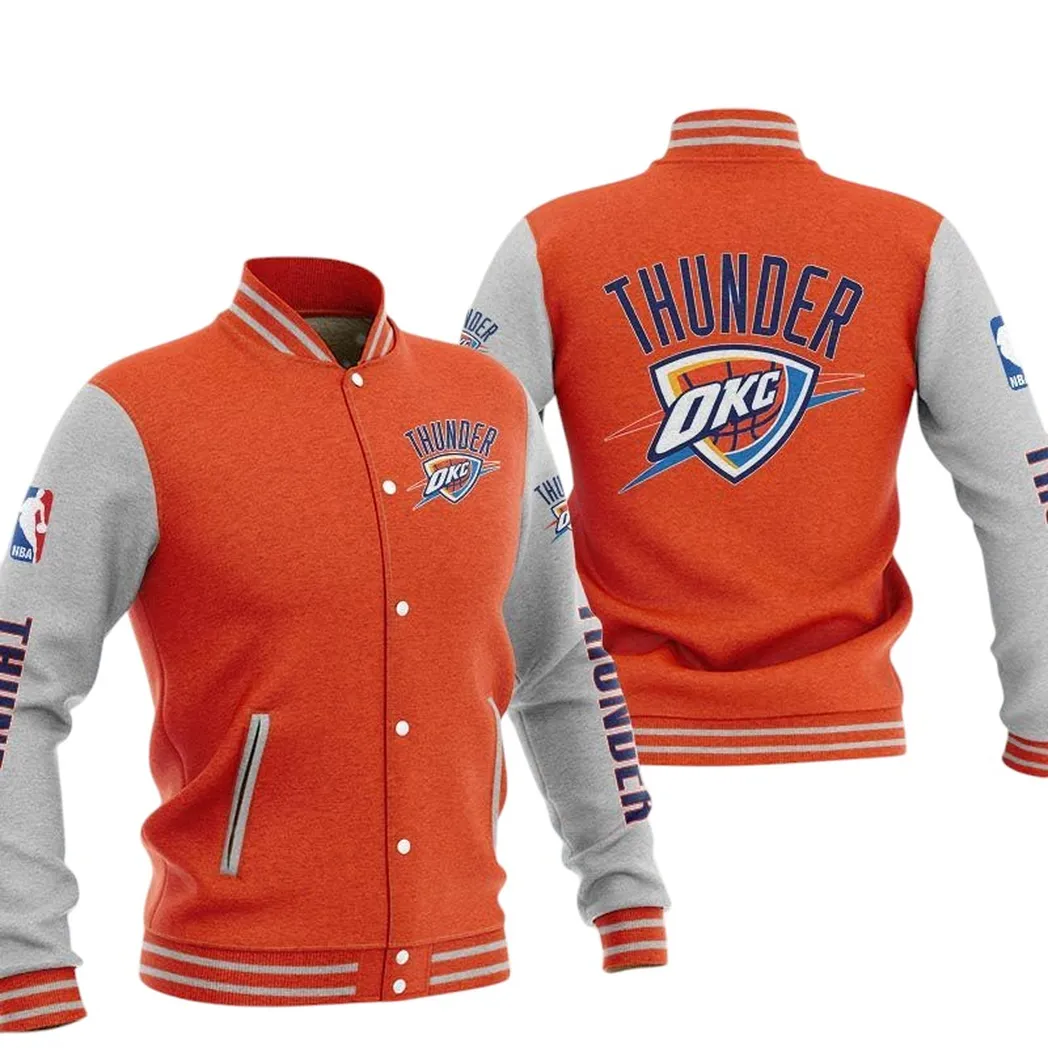Oklahoma City Thunder Jacke Vintage Baseballjacke, Geschenk für Fan Oklahoma City Thunder -Orange NBA82210125032