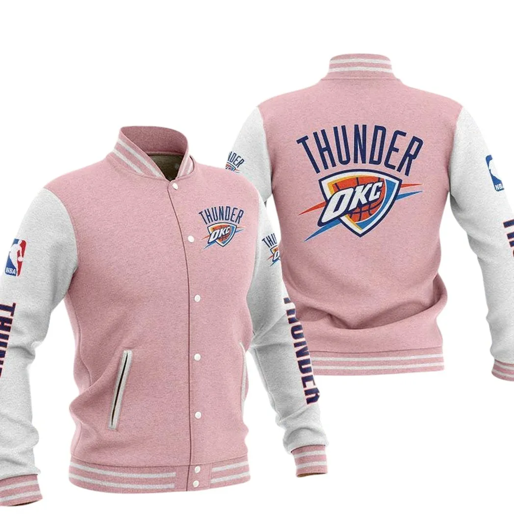 Oklahoma City Thunder Jacke Vintage Baseballjacke, Geschenk für Fan Oklahoma City Thunder -Pink NBA82210125032