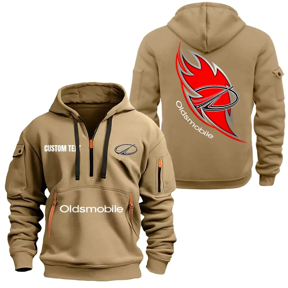 Oldsmobile Cutlass Hoodie Reißverschluss CAR1701112155, CAR Kapuzenpullover mit Allover-Druck - Khaki