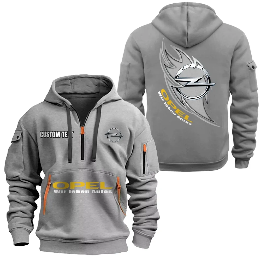 Opel Hoodie Reißverschluss CAR1701112157, CAR Kapuzenpullover mit Allover-Druck - Grau