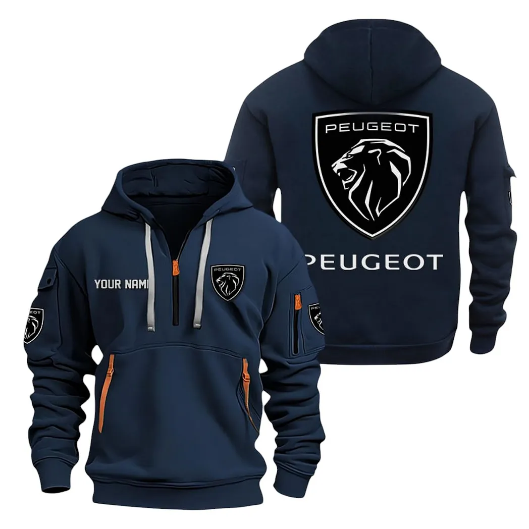 Peugeot Half Zip Hoodie For Men, Gift For Peugeot Lovers CAR20022125695 - Marineblau