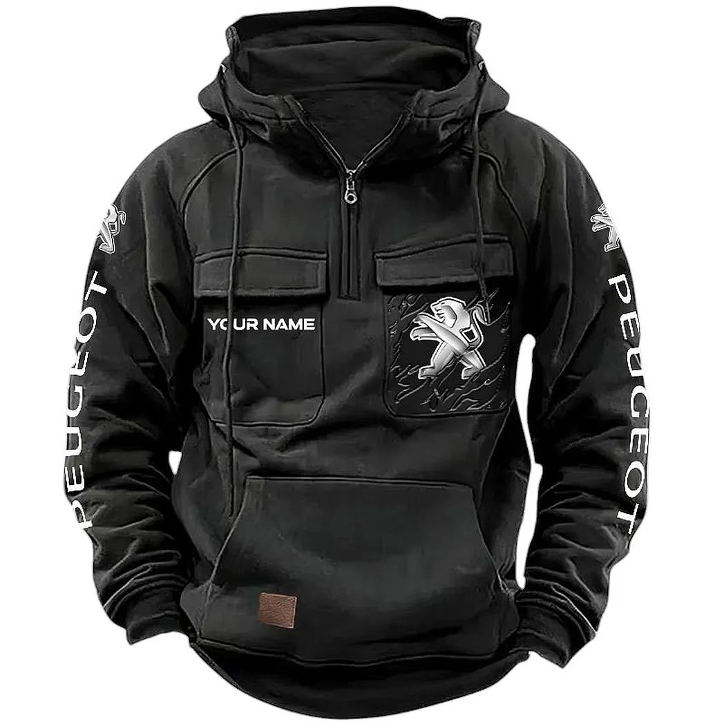 Peugeot Hoodie Reißverschluss Taktischer, All-Over-Print-Hoodie Peugeot CAR164022425157 - Schwarz