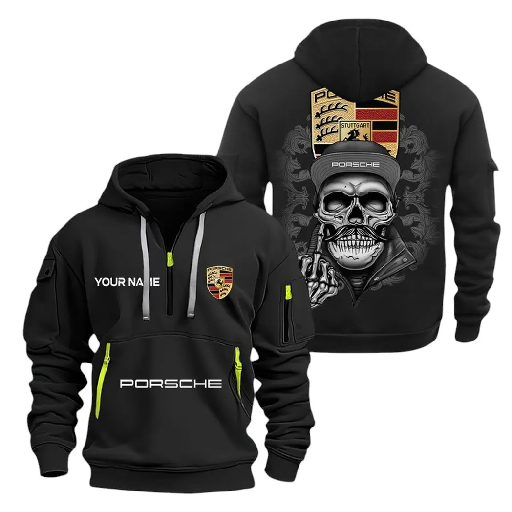 Porsche Half Zip Hoodie For Men, Gift For Porsche Fan CAR166022625116 - Schwarz