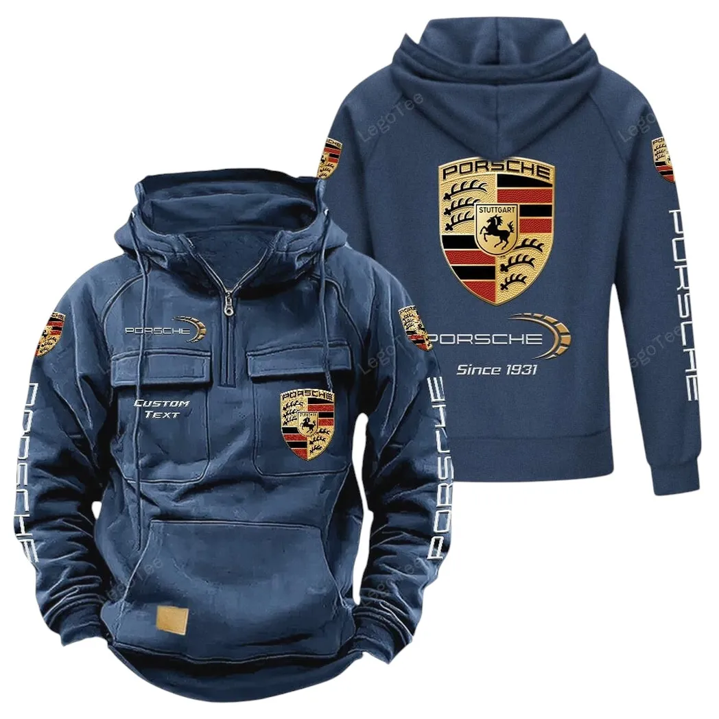 Porsche Hoodie Reißverschluss Taktischer, All-Over-Print-Hoodie Porsche - Dunkelblau CAR96021425670-3