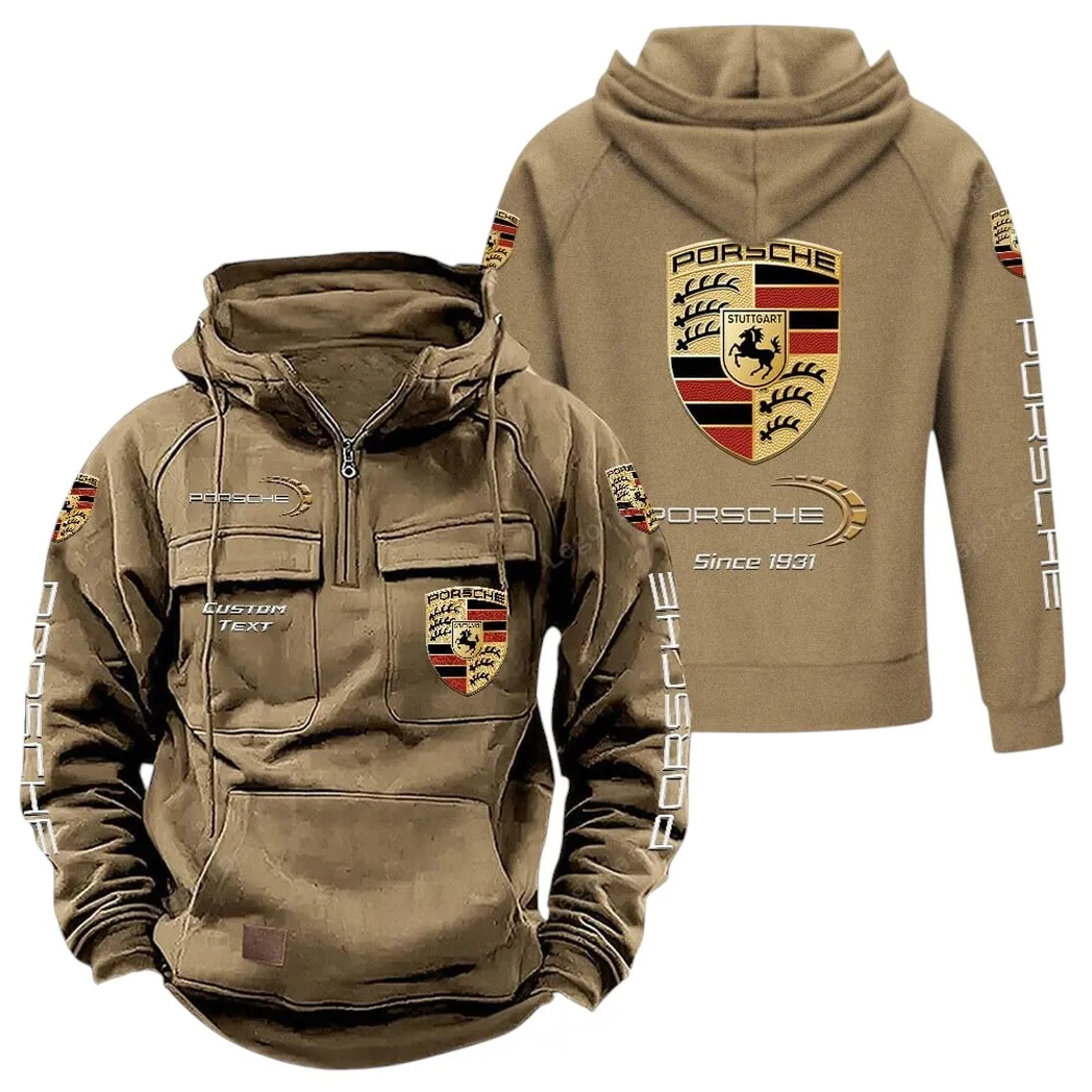 Porsche Hoodie Reißverschluss Taktischer, All-Over-Print-Hoodie Porsche - Khaki CAR96021425670-4