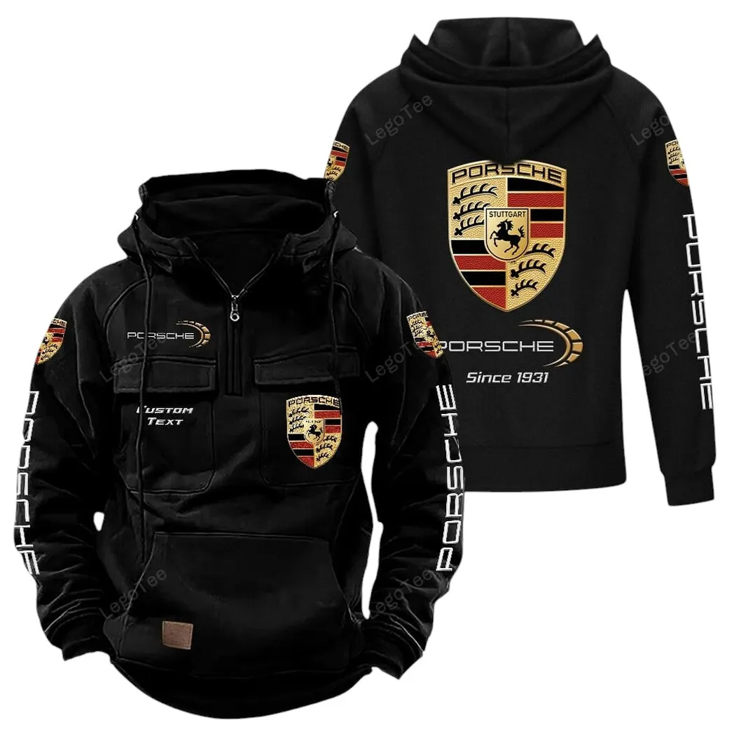 Porsche Hoodie Reißverschluss Taktischer, All-Over-Print-Hoodie Porsche - Schwarz CAR96021425670-2