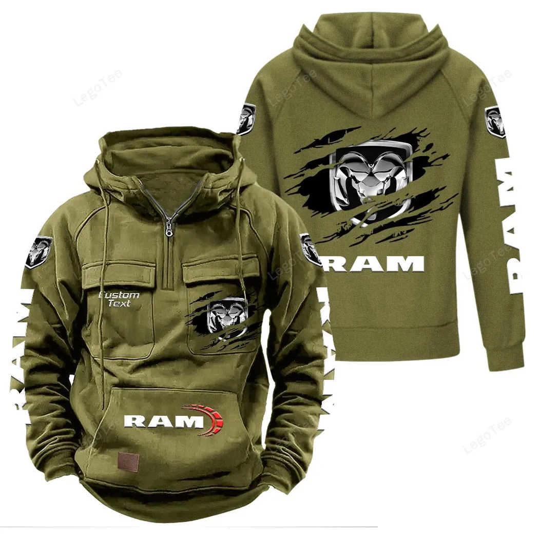 Ram Truck Hoodie Reißverschluss Taktischer, All-Over-Print-Hoodie Ram Truck - Olivgrün CAR122021425017-1
