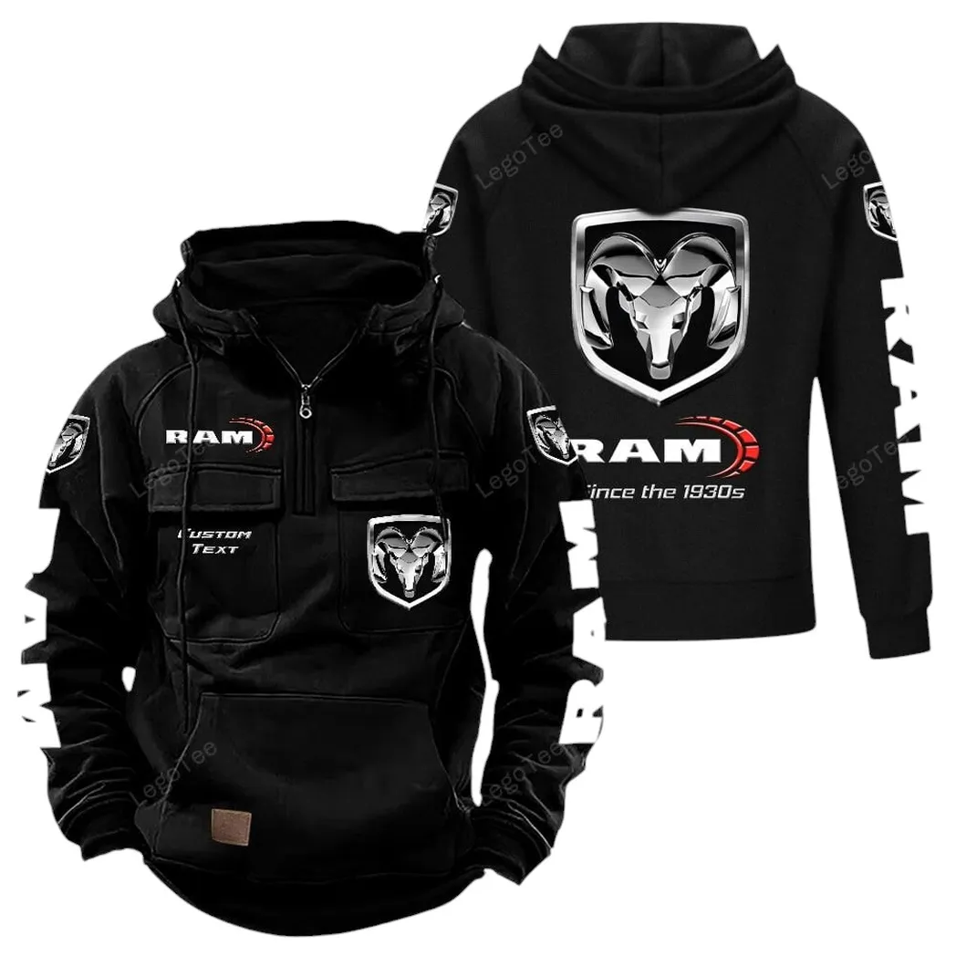 Ram Truck Hoodie Reißverschluss Taktischer, All-Over-Print-Hoodie Ram Truck - Schwarz CAR96021425674-2