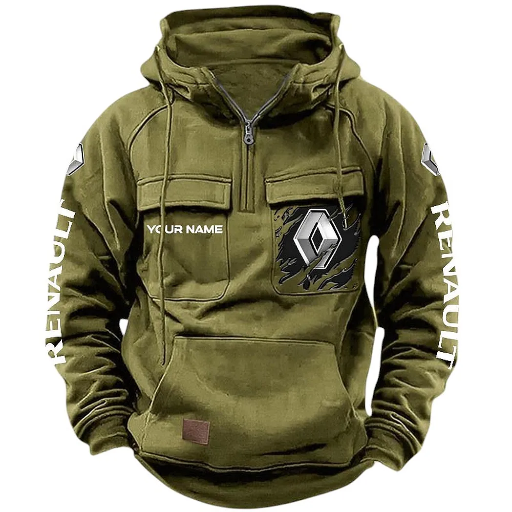 Renault Hoodie Reißverschluss Taktischer, All-Over-Print-Hoodie Renault CAR164022425185 - Olivgrün