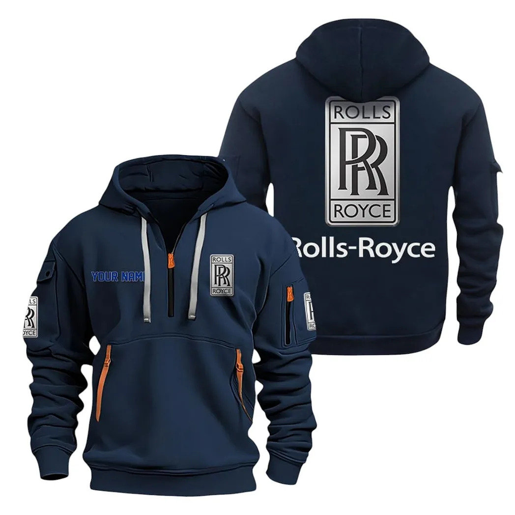 Rolls Royce Half Zip Hoodie For Men, Gift For Rolls Royce Lovers CAR20022125697 - Marineblau