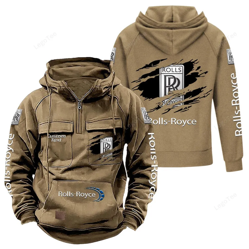 Rolls Royce Hoodie Reißverschluss Taktischer, All-Over-Print-Hoodie Rolls Royce - Khaki CAR122021425048-4