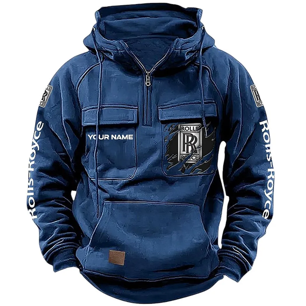 Rolls Royce Hoodie Reißverschluss Taktischer, All-Over-Print-Hoodie Rolls Royce CAR164022425188 - Dunkelblau