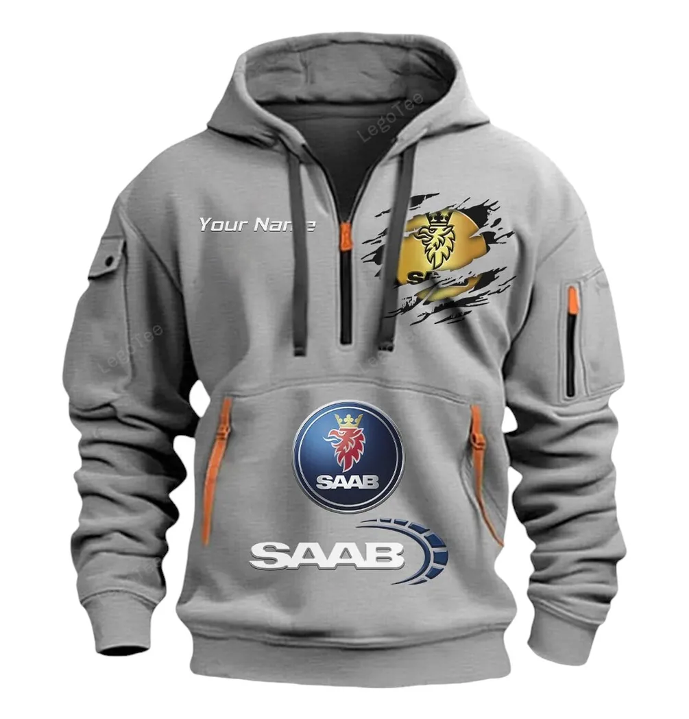 saab half zip hoodie car113021425829 best gift for him husband boyfriend grau ryoa5