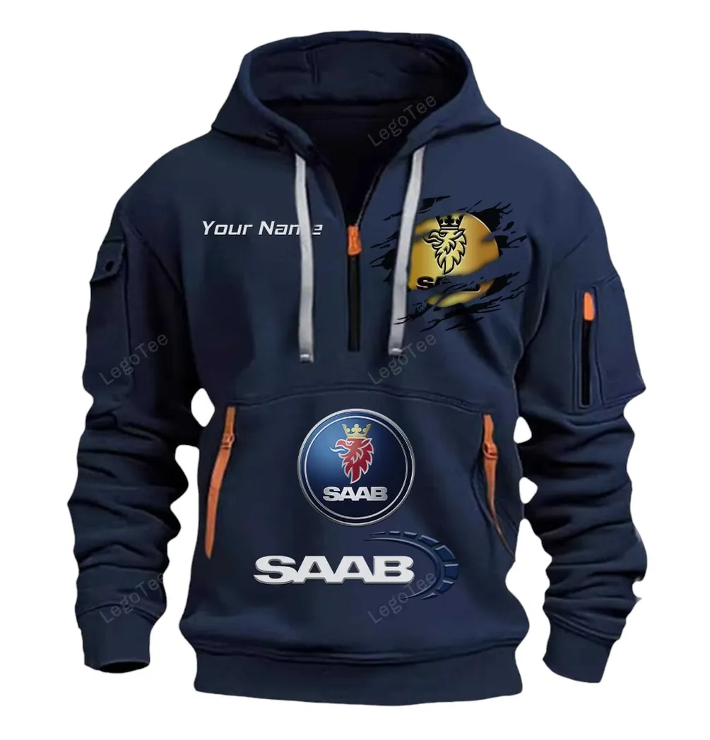 saab half zip hoodie car113021425829 best gift for him husband boyfriend marineblau mopm1