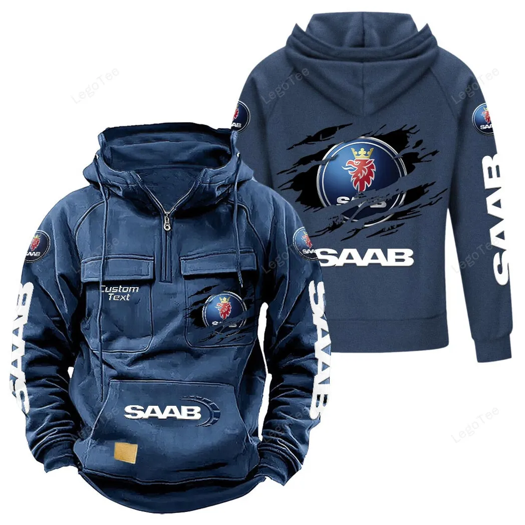 Saab Hoodie Reißverschluss Taktischer, All-Over-Print-Hoodie Saab - Dunkelblau CAR122021425033-3