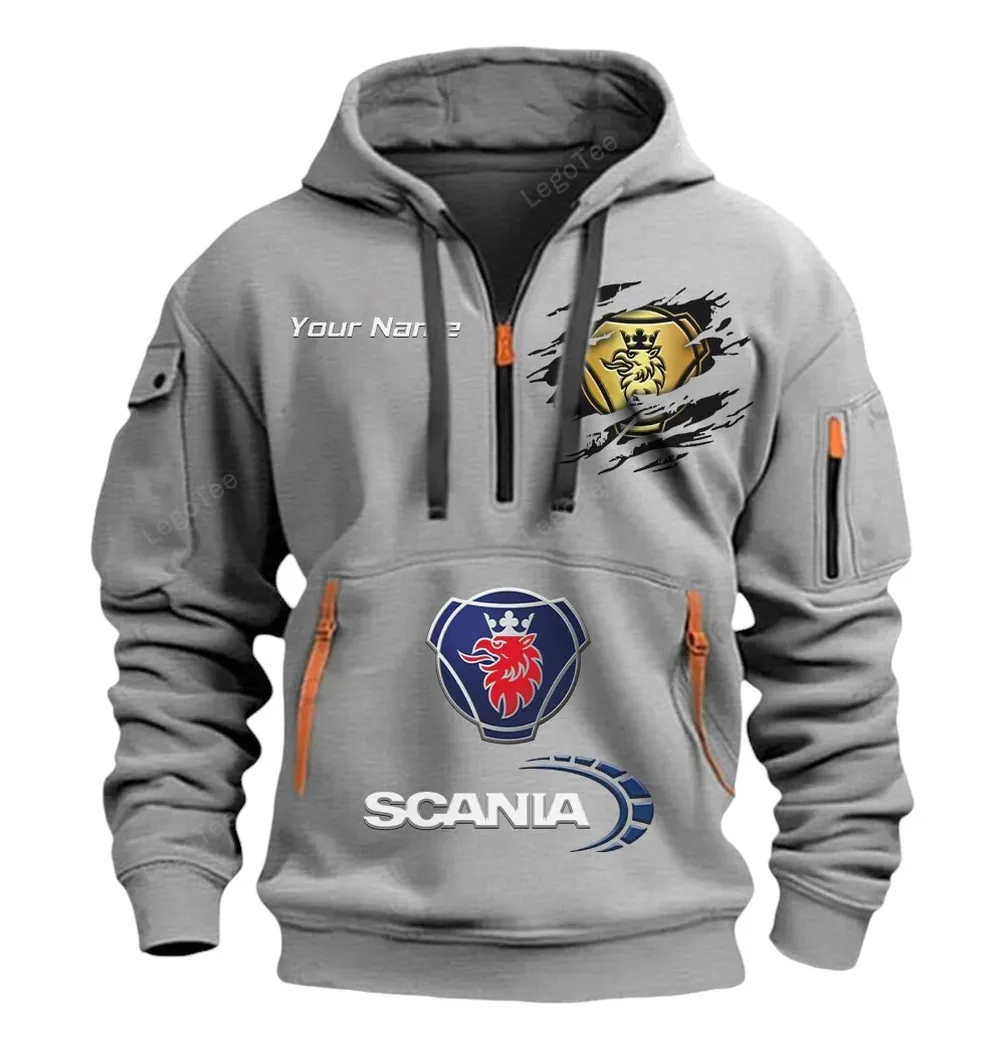 scania half zip hoodie car113021425836 best gift for him husband boyfriend grau fskyk