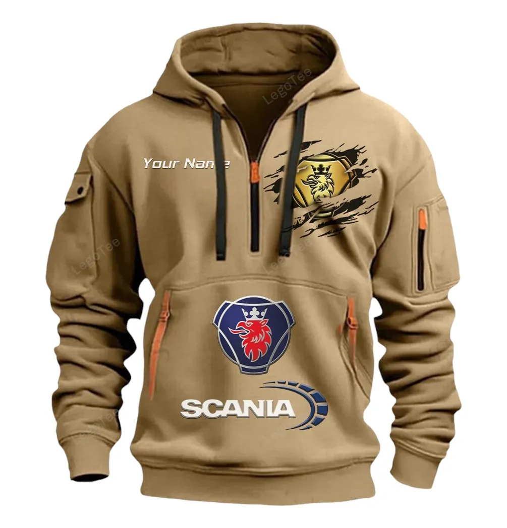 scania half zip hoodie car113021425836 best gift for him husband boyfriend khaki yzypu