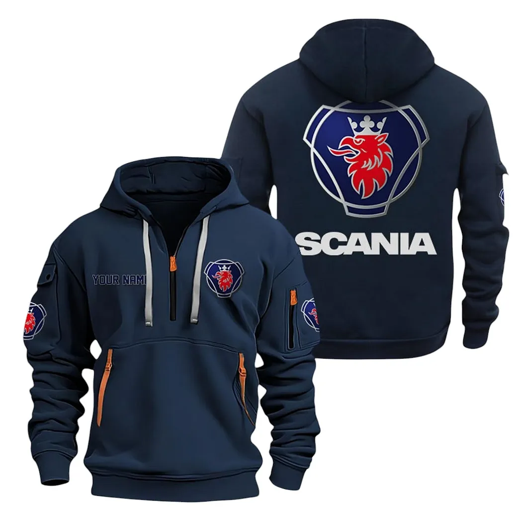Scania Half Zip Hoodie For Men, Gift For Scania Lovers CAR20022125693 - Marineblau
