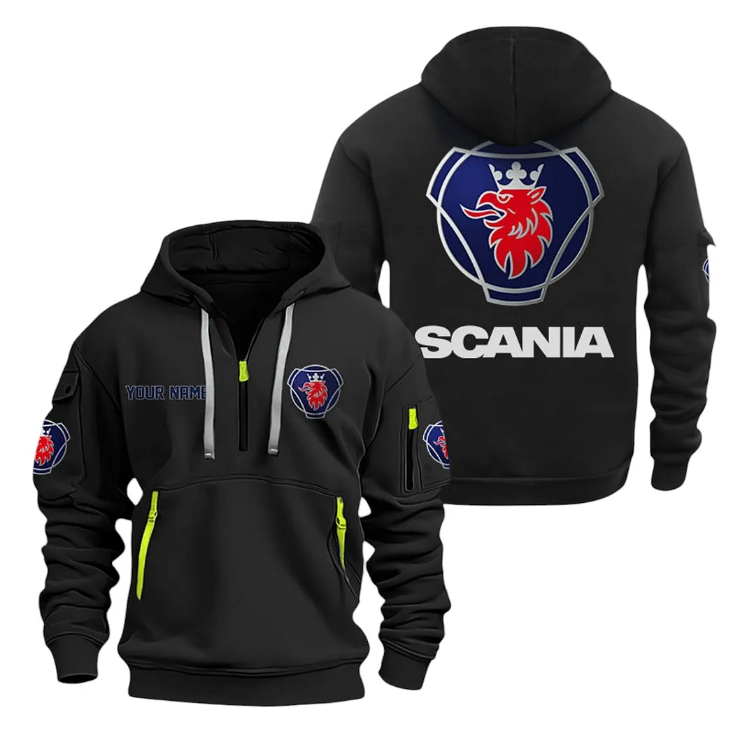Scania Half Zip Hoodie For Men, Gift For Scania Lovers CAR20022125693 - Schwarz