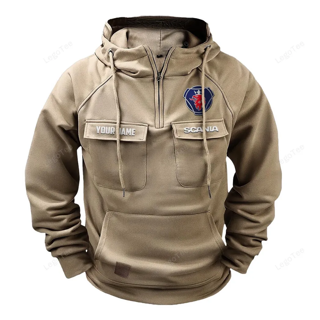 Scania Hoodie Reißverschluss Taktischer, All-Over-Print-Hoodie Scania - Khaki CAR109021425355-4